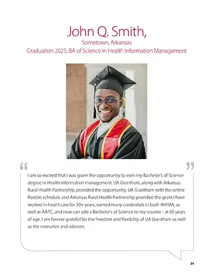 An example of a personalized page in the graduation program